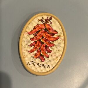 Chili Peppers Cross Stitch fridge magnet